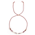 Handgefertigtes rotes Sternzeichen-Armband mit bunten Halbedelsteinen und Perlen - Rote Kordel/Naturstein/Perle