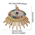 Golden copper evil eye charm with multi-color gemstones and size specifications - Multi-color Stone Big Eye (CX141-6)
