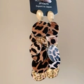 Leopard print and hammered gold round dangling earrings with S925 silver needles - 43# 925 Sterling Silver Earring Post - Gold Brown