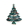 Christmas tree brooch with green enamel, gold trim and colorful rhinestones - Enamel Christmas Tree