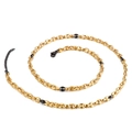 Minimalist gold and black stainless steel coffee bean necklace with lobster clasp - Gold Black Interspersed Woven Necklace (KN113943-KFC)