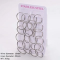 Silver stainless steel hoop earrings set, 1.6mm wire diameter and 20mm inner size - 20mm / Steel