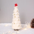 Sapin de Noël en feutre de laine blanc avec étoile rouge et petites cloches dorées - Sapin de Noël Blanc (Hauteur 27cm)