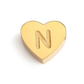 Golden heart-shaped pendant with a cut-out letter N made of durable stainless steel - Letter N (Gold)