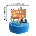 Topper per torta a tema pesca con testo THE BIG ONE e venature del legno misure 15x13 cm deco - Topper per Torta di Pesca Grande