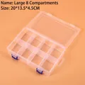 Detailed view of translucent 8-compartment plastic organizer box sized 20x13.5x4.5CM - Large 8-Compartment (20x13.5x4.5cm)