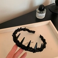 Zwarte mesh omwikkelde haarband met kristallen kralen en punk spikes voor extra haarvolume - Punk Spike Kralen Stijl / Hoofdband-Zwart