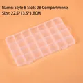 Detailed 28-grid clear plastic storage box with dimensions 22.5x13.5x1.8cm for beads - 28-Compartment With Slot Type B (22.5x13.5x1.8cm)