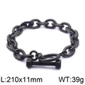 Pulsera de cadena de acero inoxidable negro con cierre de barra de pesas mate - Negro Envejecido