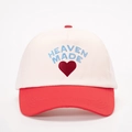 Gorra de béisbol bicolor beige y roja con bordado HEAVEN MADE y parche de corazón rojo - Talla única / Blanco Roto Empalmado Rojo