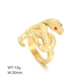 Gothic gold snake ring for men made of 316L stainless steel with vibrant red gem eyes - US 7