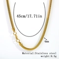 18K gold plated 4mm flat snake chain necklace in stainless steel, 45cm length variant - 4.0mm Flat Snake Chain - Gold