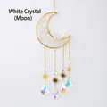 Golden moon sun catcher with white raw crystal gravel and colorful K9 prism pendant - White Crystal Rhombus Cluster Moon Chime