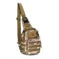 Tactical canvas sling bag with khaki camo pattern and functional MOLLE webbing system - Desert Digital
