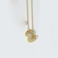Golden heart pendant necklace with shimmering small diamonds on a fine gold chain - Letter Z