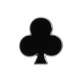 Broche trèfle de poker en émail noir avec une bordure en métal argenté poli de luxe - Motif de Trèfle(QHXZ1051)