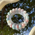 Chic beaded bracelet with pink and blue crackle beads on a reflective mirror surface - S045-blue And Purple Jade Fragment Imitation Ceramic Bracelet #sz327