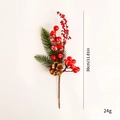 30cm artificial Christmas berry pick with red berries, pine cone and green pine needles - Red Berry Pinecone