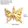Golden stainless steel butterfly pendant charm for DIY necklaces with size dimensions - Gold Tone Butterfly (G2)