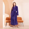Accappatoio lungo di lusso viola scuro in maglia a nido d'ape per coppia in pile - M / Viola