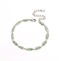 Bracelet argenté avec pierres de zircon rectangulaires vertes et fermoir ajustable - Zircon Vert Argent