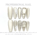 Handmade pearlescent press-on nails with white 3D flowers and sparkling rhinestones - Extra Small (XS) / Waterlight Bobo (1392)