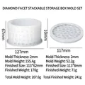 Silicone mold set for round diamond textured stackable storage box with lid measurements - Full Set Round Diamond Stacking Storage Box