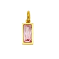18K gold plated rectangular pendant with pink birthstone zircon for DIY jewelry - October Gold (Tourmaline Pink Zirconia)
