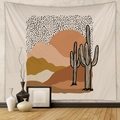 Bohemian tapestry featuring desert cactus, sun and mountains for home wall decor - 73*95CM / Earth Tone Abstract Pattern (Brushed Fabric)