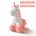Plüsch Einhorn Schlüsselanhänger in Weiß mit Details aus rosa Flauschfell - Regenbogen-Einhorn / 12cm Anhänger / Orange
