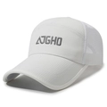 Cappellino da baseball bianco in mesh traspirante con ricamo e tesa lunga parasole - Regolabile / Bianco