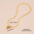 Collana in acciaio inossidabile dorato con rosa, trifoglio e pendente cuore in zircone - Acciaio inossidabile / Collana / 44cm