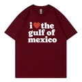 T-shirt bordeaux à manches courtes en coton avec imprimé i heart the gulf of mexico - Bordeaux
