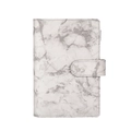 Elegant white marble pattern PU leather binder notebook with magnetic buckle closure - A6 No Inner Pages / Grey Marble