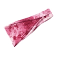Detail view of pink tie-dye sports headband made of soft elastic moisture-wicking fabric - Rose Pink Tie-Dye