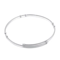 Minimalistischer silberner Stahlseil-Armreif mit runden Perlen und verstellbarem Design - Silber (KN31864-Z)