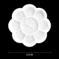 White plum blossom shaped 11cm paint palette tray with multiple mixing slots - Small Round Palette
