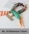 Bohemian 24# pattern silk scarf phone strap with gold chain and T-patch connector - 24# Bohemian Totem