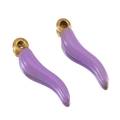 Pair of purple enamel chili pepper corno pendants with gold metal clasp on white background - 5 Pieces/Pack (1.5cm) / Gold-Purple