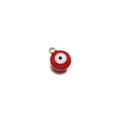 Turkish Evil Eye pendant charm in red white and black enamel for DIY jewelry making - Gold/Red
