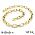 Minimalist golden stainless steel link chain necklace 450x9mm with polished finish - Gold Necklace 45cm (KN202964-Z)