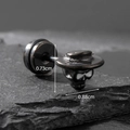 Skull stud earring with Ace hat design in gun black finish and size dimensions - Skull with Hat Style (S224)