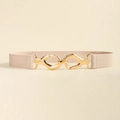 Ceinture élastique beige élégante pour femme avec boucle dorée en métal entrelacé - Beige / 75cm