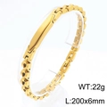 Pulsera minimalista de acero inoxidable dorado con placa y eslabones, 200x6mm - Dorado