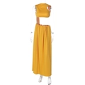 Detail view of the yellow hollow-out waist dress showing soft fabric texture and side tie - S / Yellow