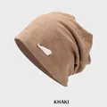 Berretto in maglia kaki da donna con logo in metallo vintage per l'autunno e l'inverno - Taglia Unica (54-58CM) / Kaki