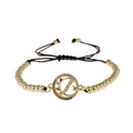 Verstelbare MAMA armband met gouden kralen en gekleurde zirkoon kristallen voor moeders - Zwart Touw