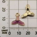 Purple mermaid tail alloy pendant for DIY jewelry, scale texture in gold finish - Mermaid Tail 14x11mm