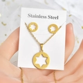Parure en acier inoxydable doré avec pendentif étoile hexagonale et boucles d'oreilles - Hexagramme