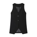 Chaleco de traje largo negro sin mangas con cierre de dos botones en plano sobre blanco - XS / Top Negro